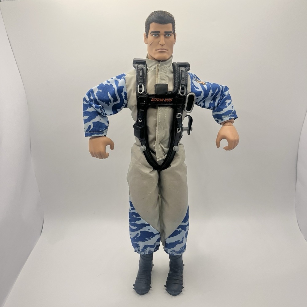 Vintage 1996 Action Man Sky Diver 12" Hasbro Figure Blue Camo